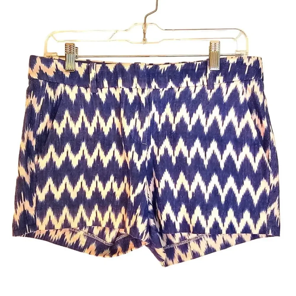 J. Crew Blue & White Zig Zag Ikat Preppy Cottagecore Shorts